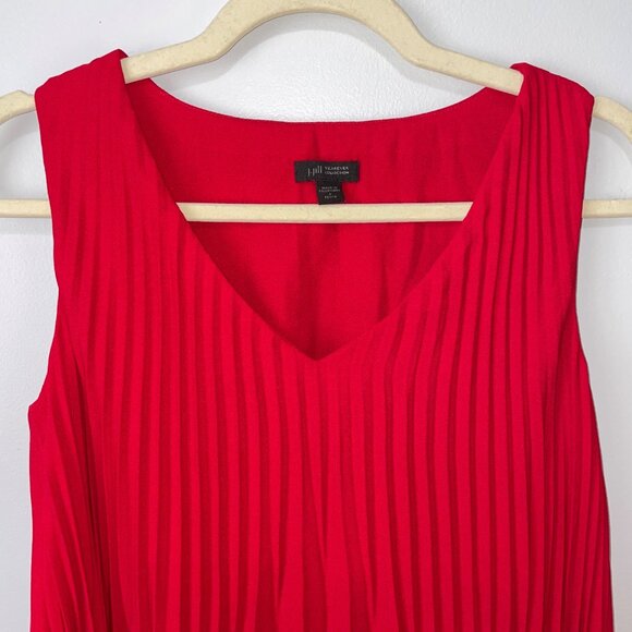 J. Jill Wearever Collection Red Pleated Sleeveless Dress Petite Size Small - Picture 2 of 6